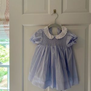 Blue smocked dress with matching bloomers 9 m
